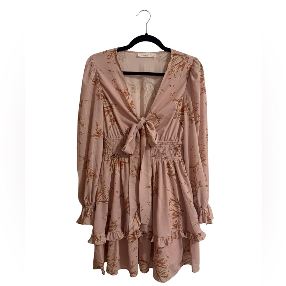 Chic Floral Tie-Front Mini Dress